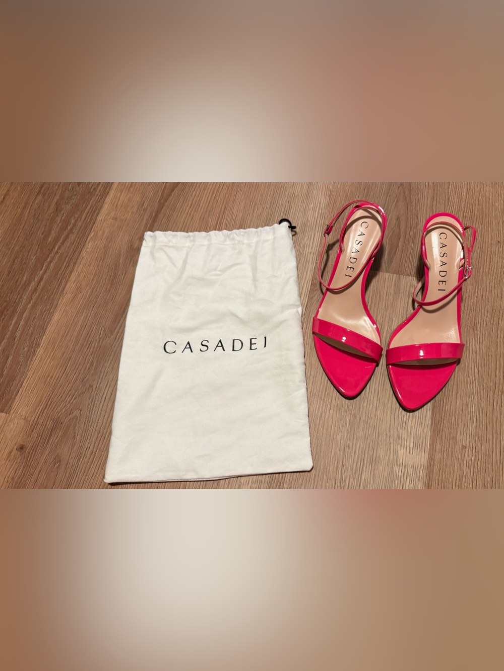 Casadei Pink Patent Leather Strappy Heels